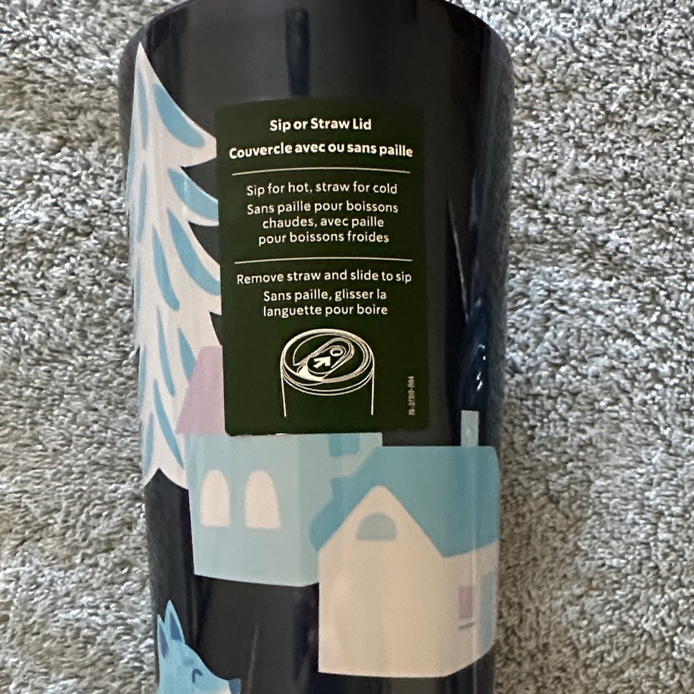 Starbucks 24oz Fox 🦊 Tumbler with Pastel Blue, Lavender, and Pink Trees - Picture 4 of 6